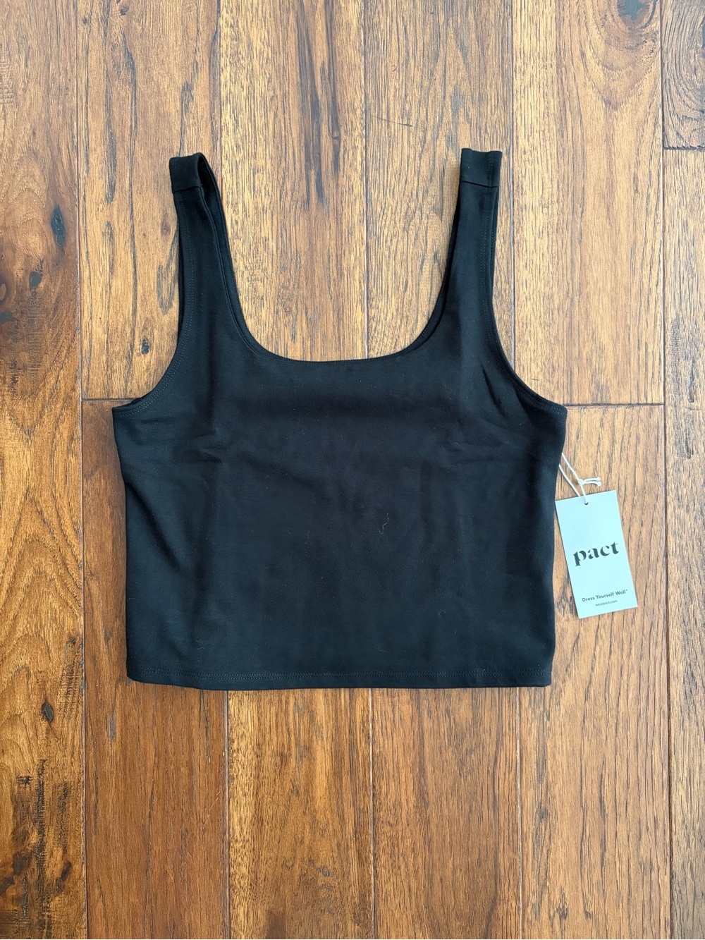 pact cropped black tank top